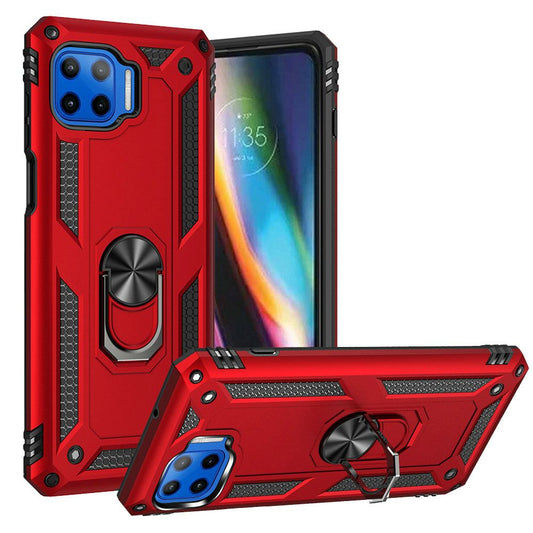 Motorola Moto One 5G, Moto G 5G Plus Magnetic Ring Kickstand Hybrid Case Cover - Red (1103505)