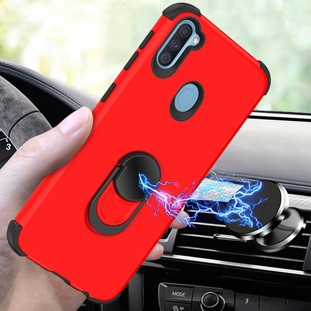Samsung Galaxy A11 King Ring Magnetic Kickstand Case Cover - Red (110077)