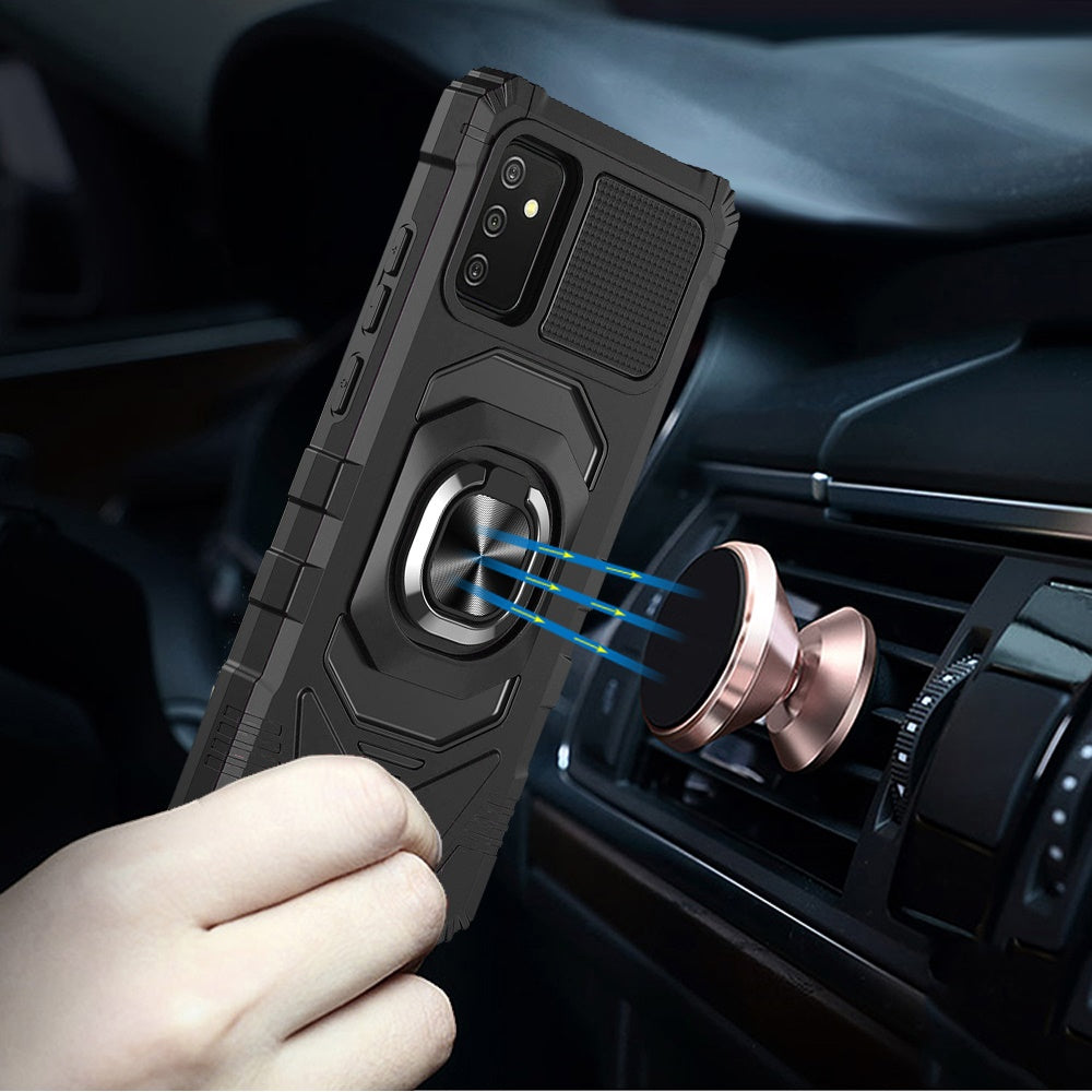 Samsung A54 Robotic Hybrid with Magnetic Ring Stand Case Cover - Black (1107734)