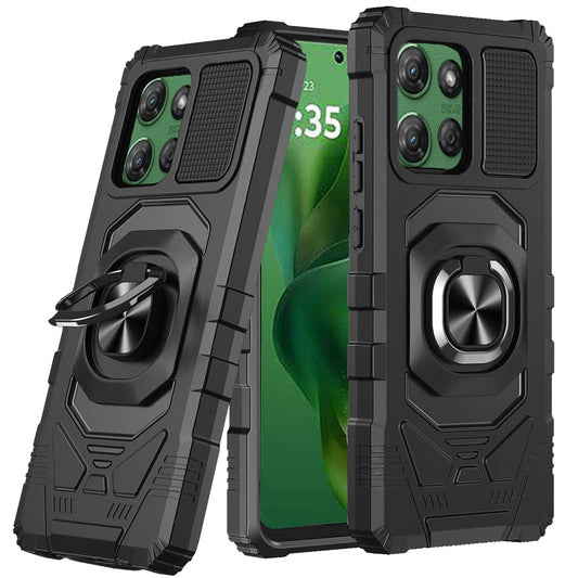 Motorola Moto G Power 5G 2025 Robotic Hybrid with Magnetic Ring Stand Case Cover - Black (1102638)