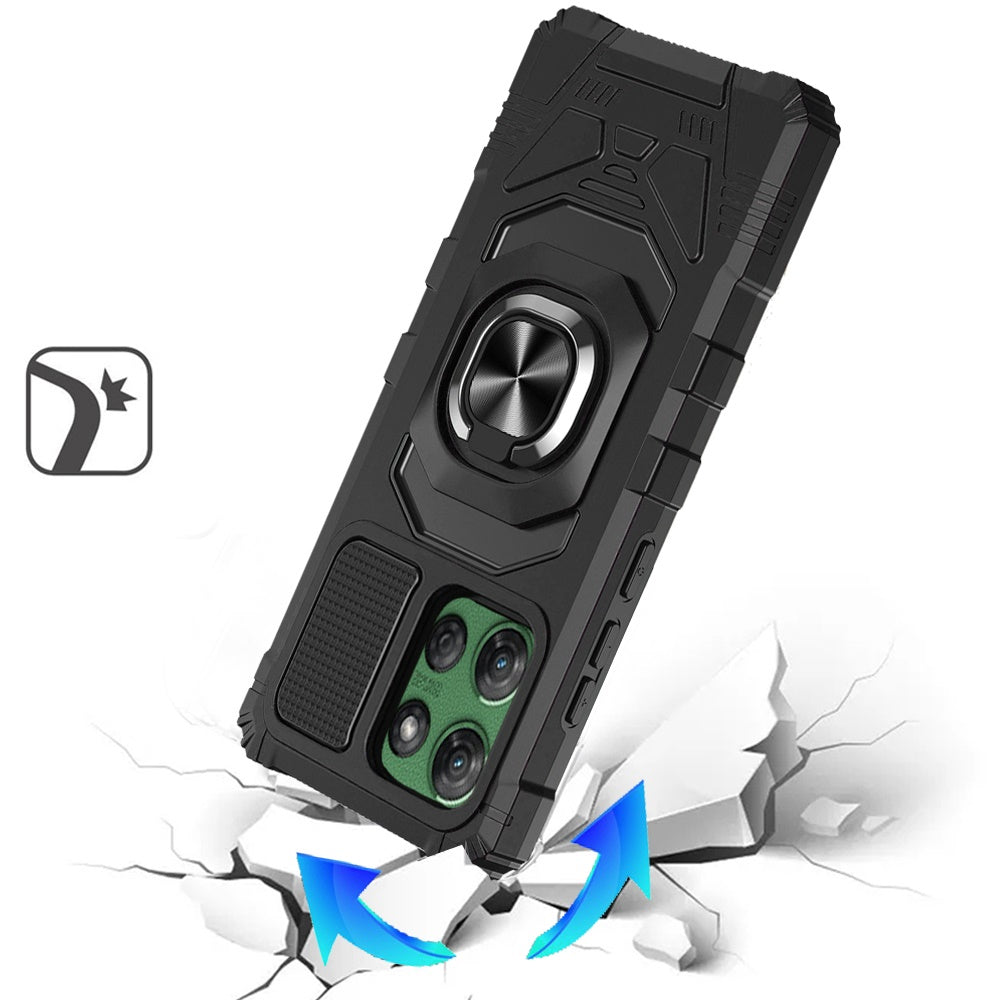 Motorola Moto G Power 5G 2025 Robotic Hybrid with Magnetic Ring Stand Case Cover - Black (1102638)