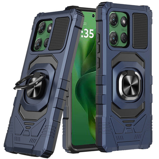 Motorola Moto G Power 5G 2025 Robotic Hybrid with Magnetic Ring Stand Case Cover - Dark Blue (1102639)