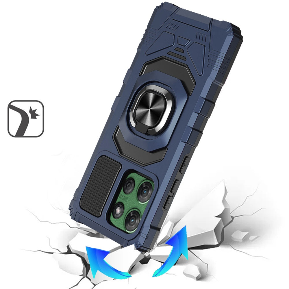 Motorola Moto G Power 5G 2025 Robotic Hybrid with Magnetic Ring Stand Case Cover - Dark Blue (1102639)