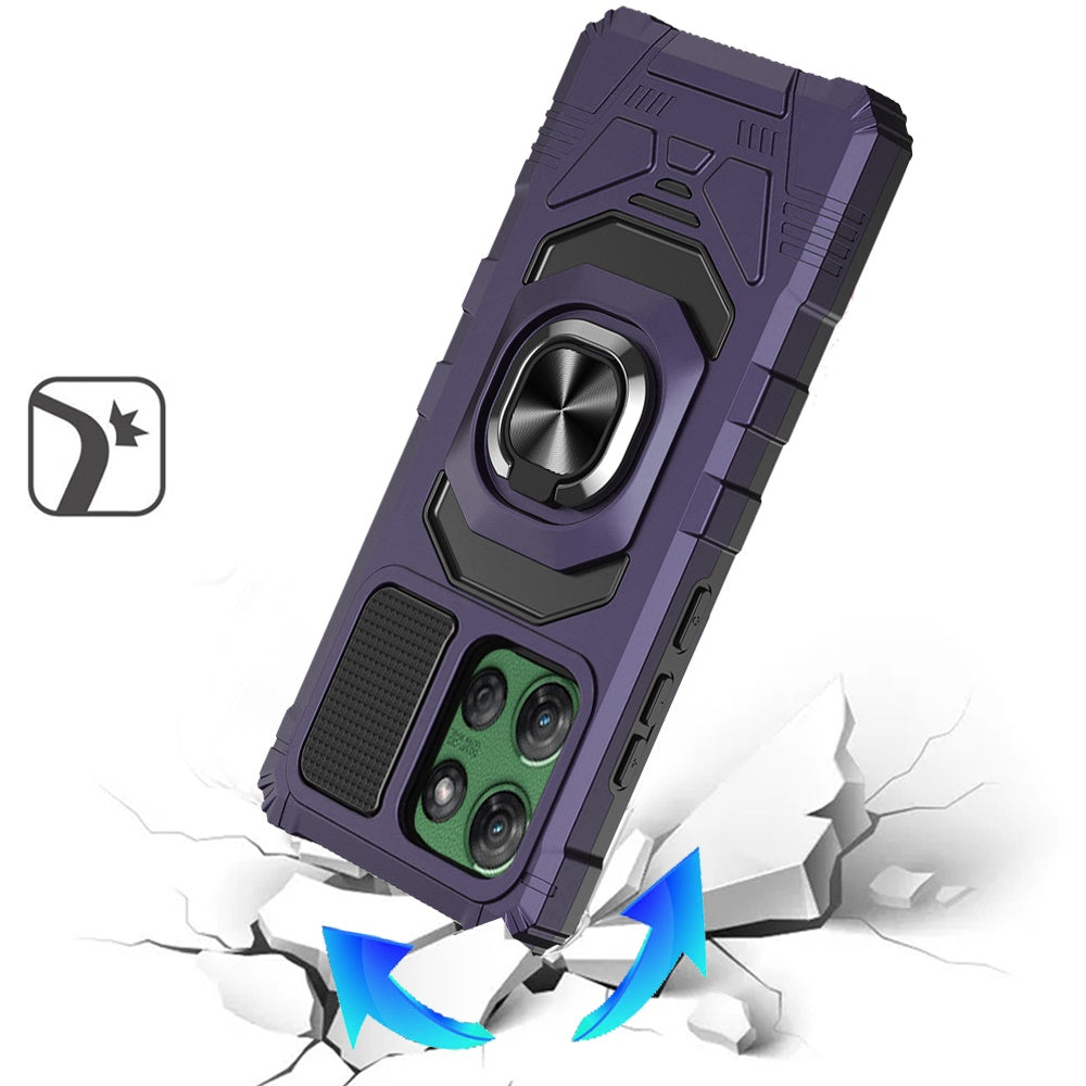 Motorola Moto G Power 5G 2025 Robotic Hybrid with Magnetic Ring Stand Case Cover - Dark Purple (1102640)