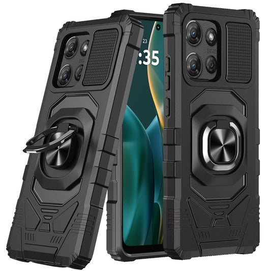 Moto G Stylus 5G 2025 Robotic Hybrid with Magnetic Ring Stand Case Cover - Black  (1102859)
