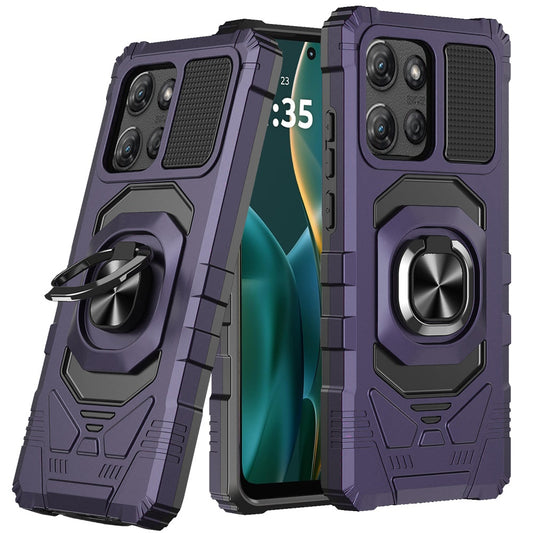 Moto G Stylus 5G 2025 Robotic Hybrid with Magnetic Ring Stand Case Cover - Dark Purple  (1102861)