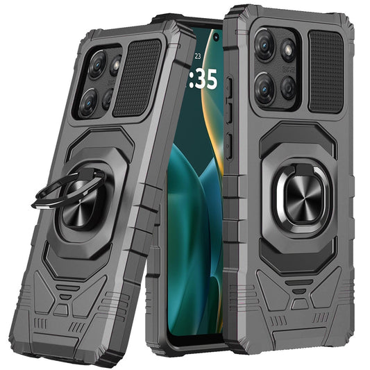Moto G Stylus 5G 2025 Robotic Hybrid with Magnetic Ring Stand Case Cover - Grey  (1102862)