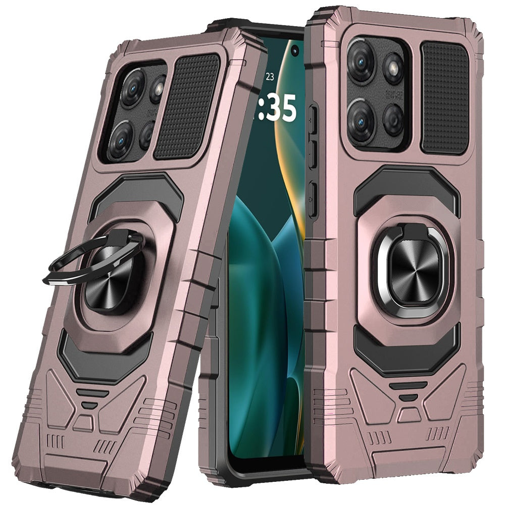 Moto G Stylus 5G 2025 Robotic Hybrid with Magnetic Ring Stand Case Cover - Rose Gold  (1102863)