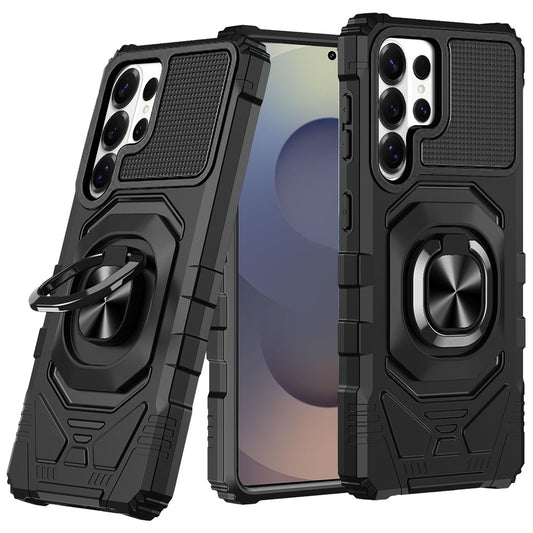 Samsung s26 Ultra Robotic Hybrid with Magnetic Ring Stand Case Cover - Black ( 1107829) (MSRP $49.99)