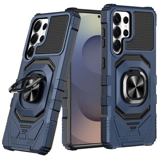 Samsung s26 Ultra Robotic Hybrid with Magnetic Ring Stand Case Cover - Dark Blue ( 1107830) (MSRP $49.99)