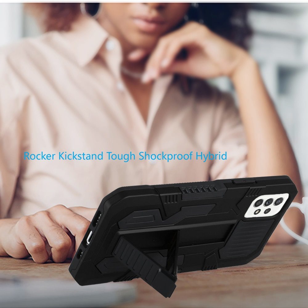 Samsung Galaxy A52 5G Rocker Kickstand Tough Shockproof Hybrid Case Cover - Black (1101072)