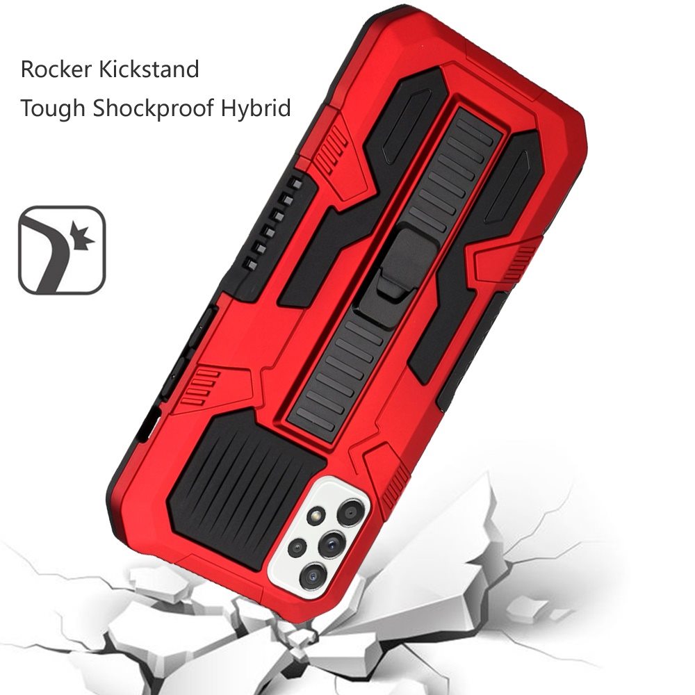 Samsung Galaxy A52 5G Rocker Kickstand Tough Shockproof Hybrid Case Cover - Red (1101074)