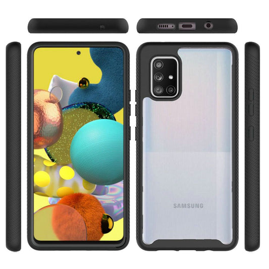 Galaxy A51 5G Strong Bumper Shockproof Transparent Case Cover - Clear/Black (10987)