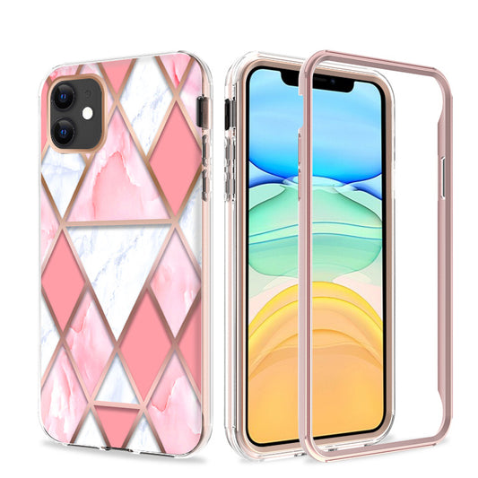 Apple iPhone XR Slick 3in1 Premium IMD Electroplated Hybrid Design Case Cover - Pink Marble (1102734)
