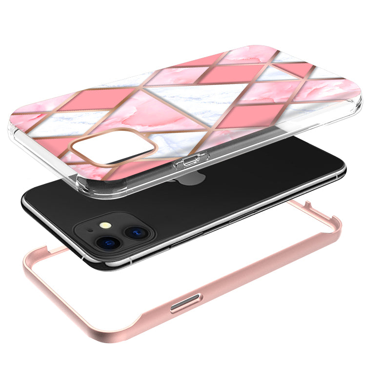 Apple iPhone XR Slick 3in1 Premium IMD Electroplated Hybrid Design Case Cover - Pink Marble (1102734)