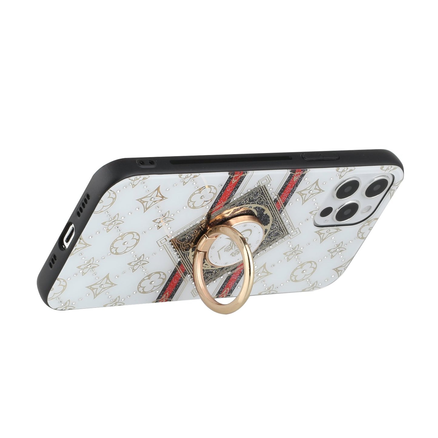 Apple iPhone 12 Pro Max 6.7 SPLENDID Diamond Glitter Ornaments Engraving Case Cover - Love Floral White (1101330)
