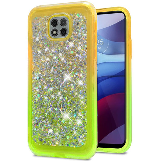 Moto G Power 2021 Star Sprinkled Epoxy Case Cover - Yellow/Neon Green (1103500)