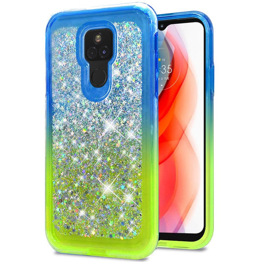 Moto G Play 2021 Star Sprinkled Epoxy Case Cover - Blue/Neon Green (1101361)