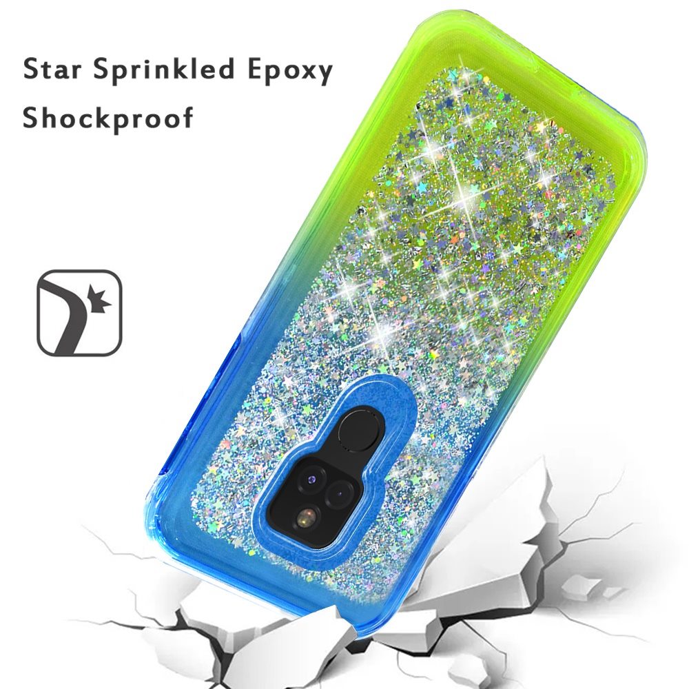 Moto G Play 2021 Star Sprinkled Epoxy Case Cover - Blue/Neon Green (1101361)