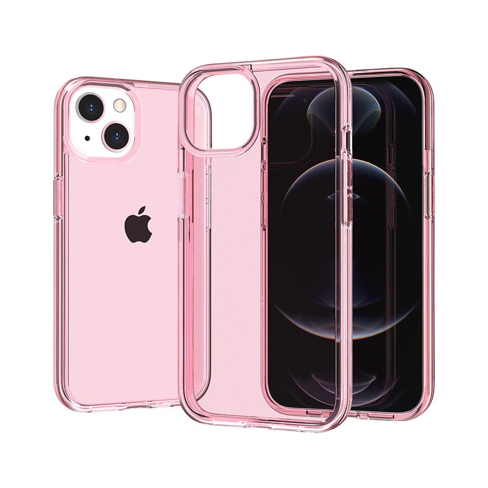 Apple iPhone 14 MAX Sturdy Ultra Thick 3mm Transparent Hybrid Case Cover - Pink (1104633)
