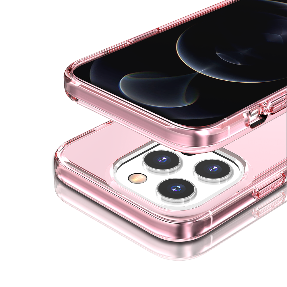 Apple iPhone 14 MAX Sturdy Ultra Thick 3mm Transparent Hybrid Case Cover - Pink (1104633)