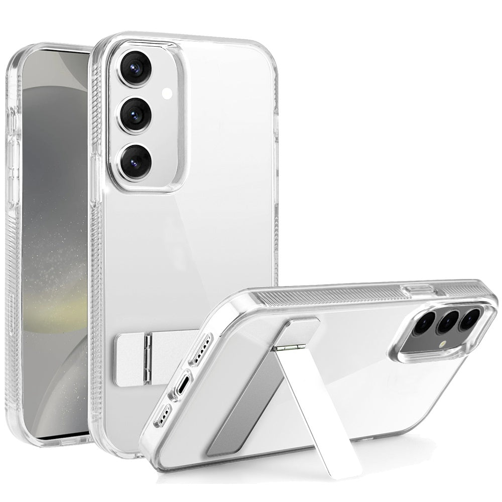 Samsung Galaxy s24 Sturdy Metal Kickstand Premium Transparent 2.0mm Thick PC TPU - Clear (1106553)