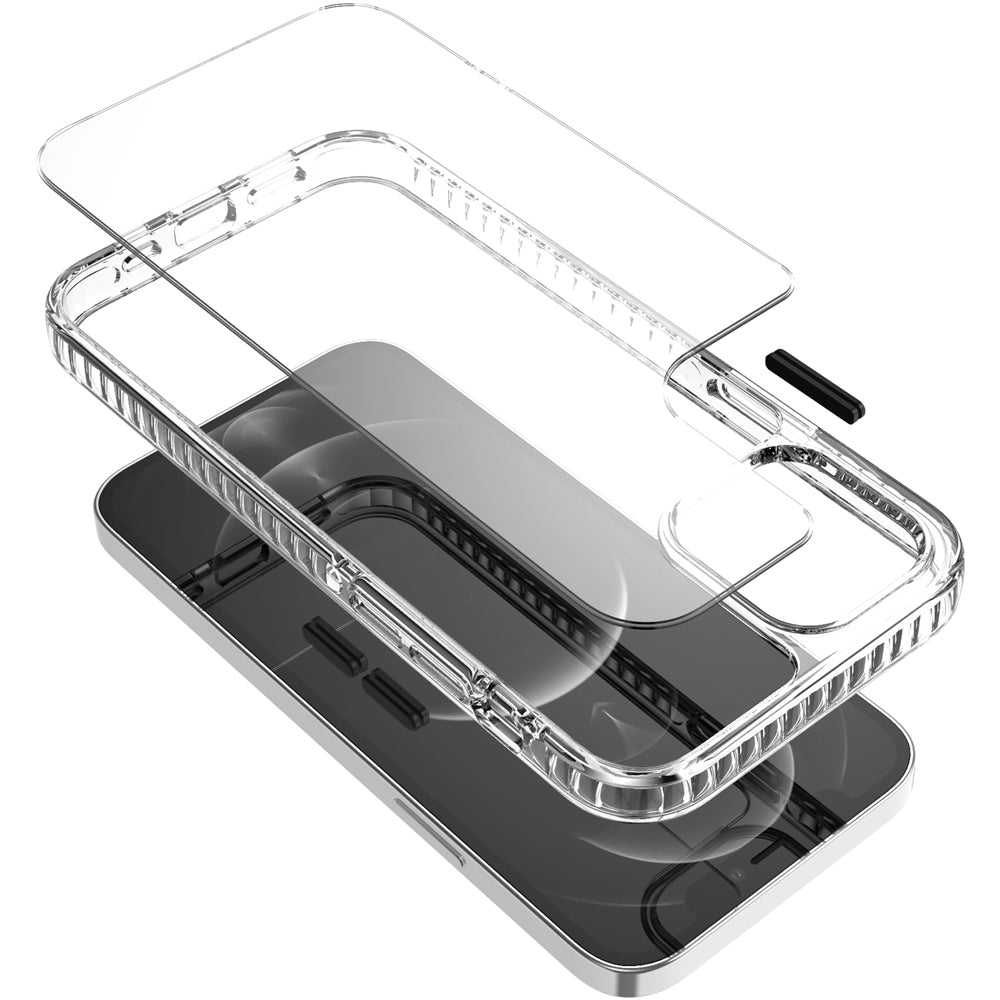 Apple iPhone 14 PRO 6.1" Thick Diamond Design Edged Colorful Buttons Hybrid Case Cover - Clear/Black (1104850)