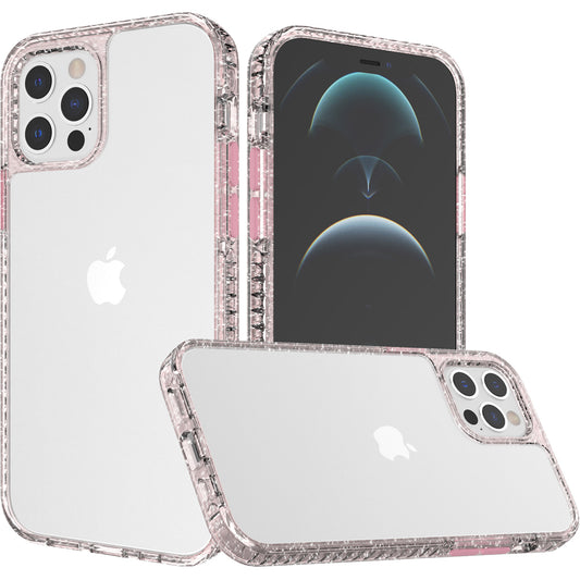 Apple iPhone 14 PRO 6.1" Thick Diamond Design Edged Colorful Buttons Hybrid Case Cover - Rose Gold/Pink (1104852)