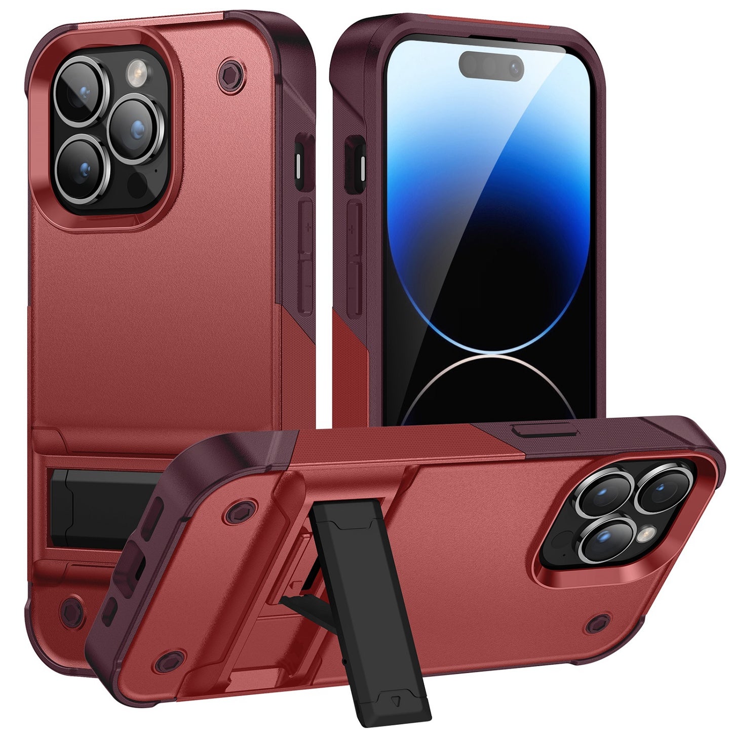 iPhone 12 & iPhone 12 Pro Thunder Kickstand Hybrid Case Cover - Red  (1107525)
