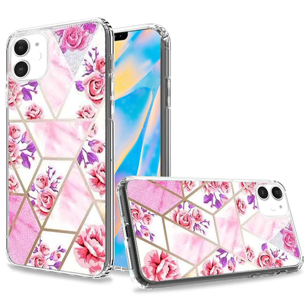 Apple iPhone 12 5.4 inch Trendy Electroplated Design on Ultra Thick Hybrid - Astonishing Floral (10291)