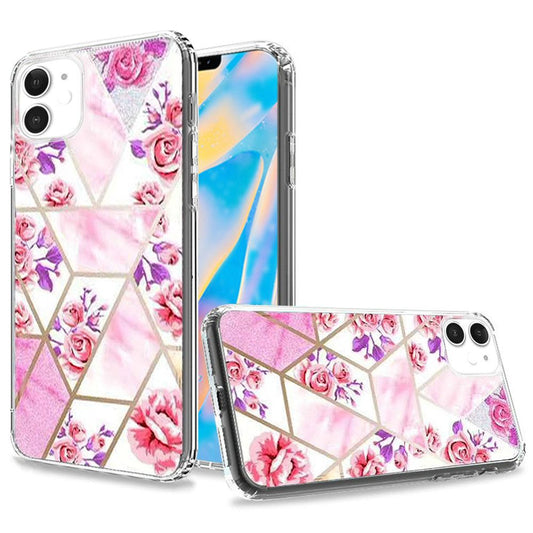 Apple iPhone 12 5.4 inch Trendy Electroplated Design on Ultra Thick Hybrid - Astonishing Floral (10291)