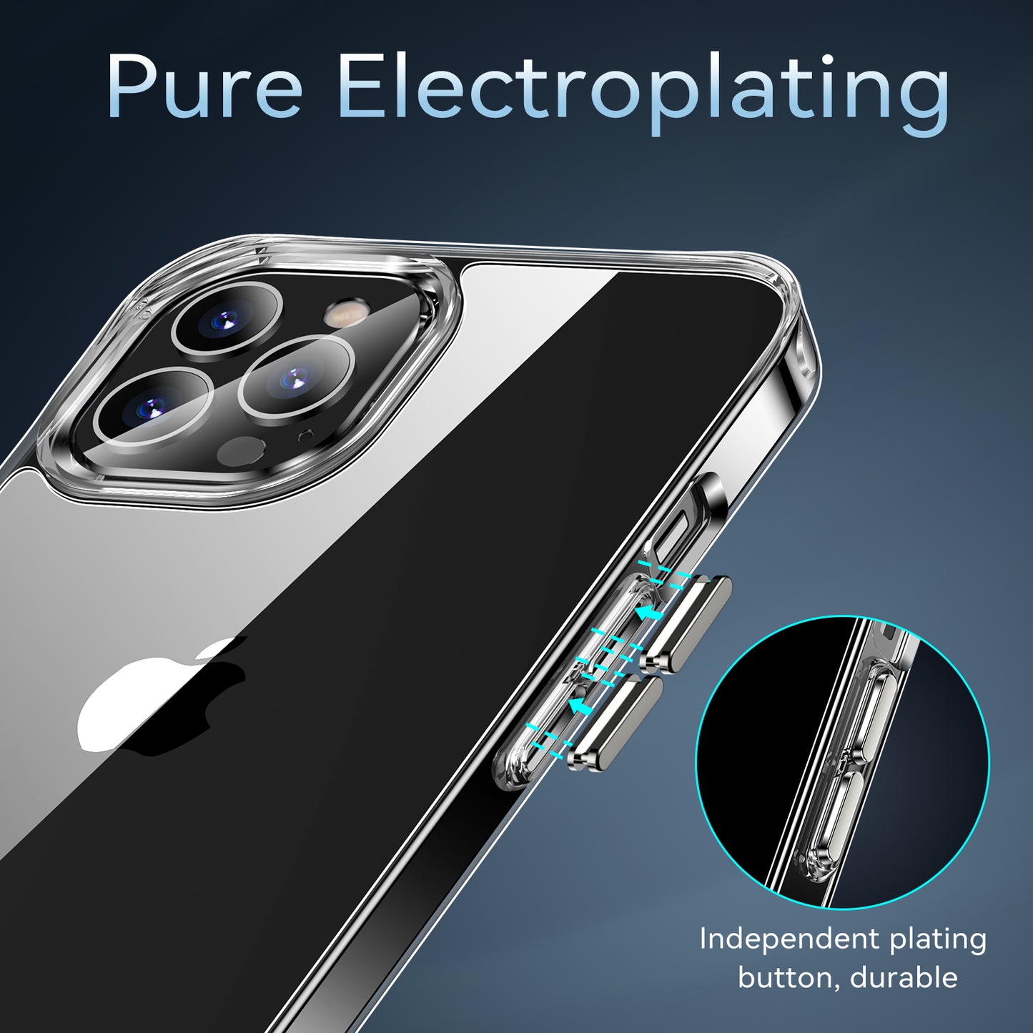 iPhone 15 Pro Max PURE CRYSTAL Transparent Thick 2.0mm ShockProof Chromed Buttons Case Cover - Clear (1106094)