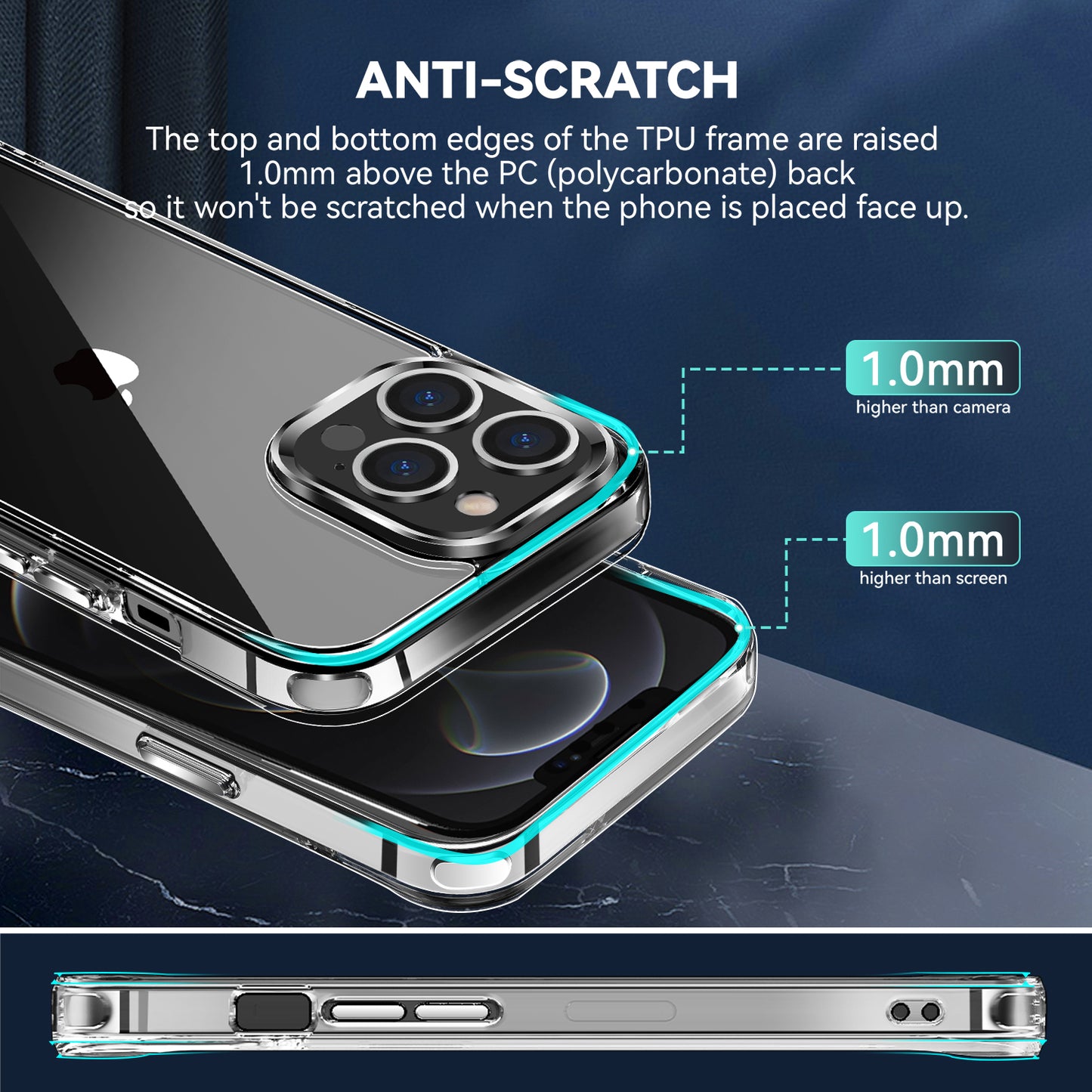 iPhone 15 Pro Max PURE CRYSTAL Transparent Thick 2.0mm ShockProof Chromed Buttons Case Cover - Clear (1106094)