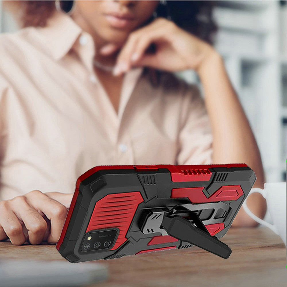 Samsung A02s Travel Kickstand Clip Hybrid Case Cover - Red (1100914)