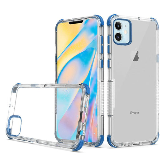 Apple iPhone 12 5.4” Premium Ultra Edge Sturdy Shockproof Bumper Transparent PC TPU - Clear/Blue (10221)