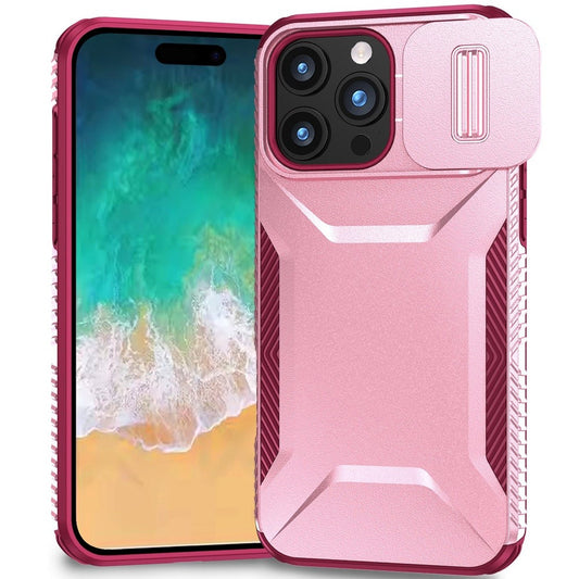 iPhone 16 Pro Max 6.9 inch Ultimate U Design Hybrid with Camera Window Covering - Pink+Burgundy (1102957)