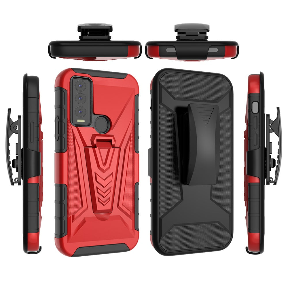 Cricket Ovation 3 V 3in1 Combo Kickstand Holster Cover Case - Red (1105272)