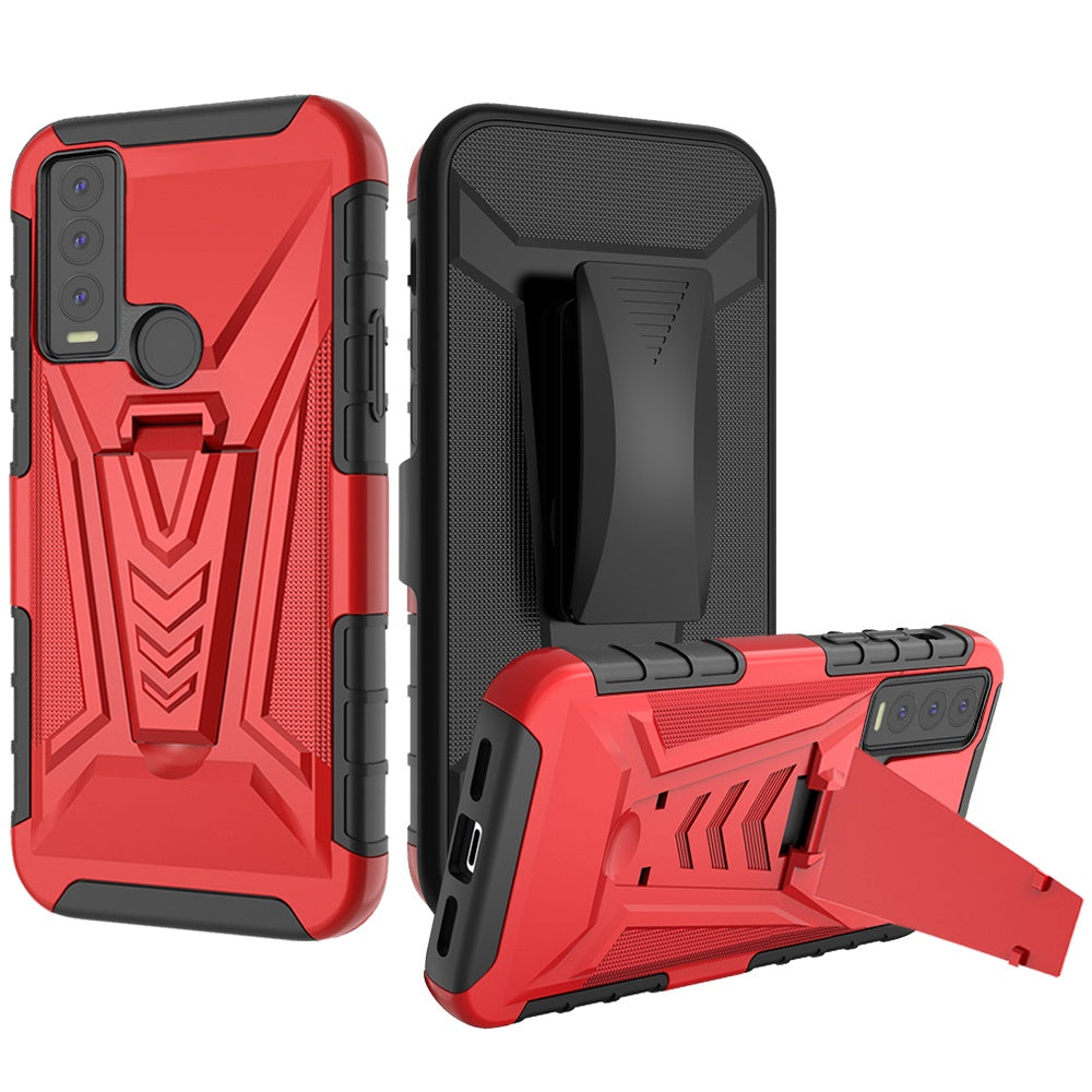 Cricket Ovation 3 V 3in1 Combo Kickstand Holster Cover Case - Red (1105272)