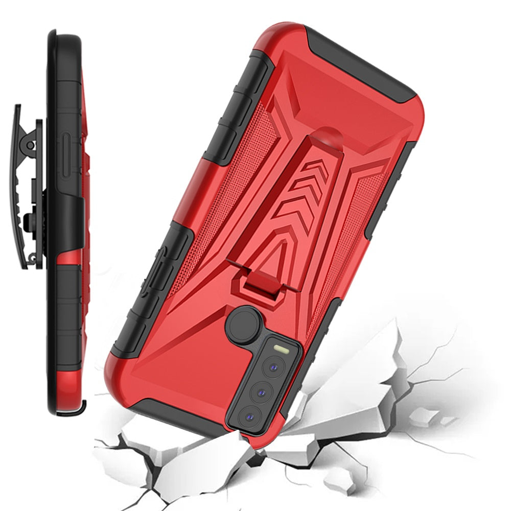 Cricket Ovation 3 V 3in1 Combo Kickstand Holster Cover Case - Red (1105272)