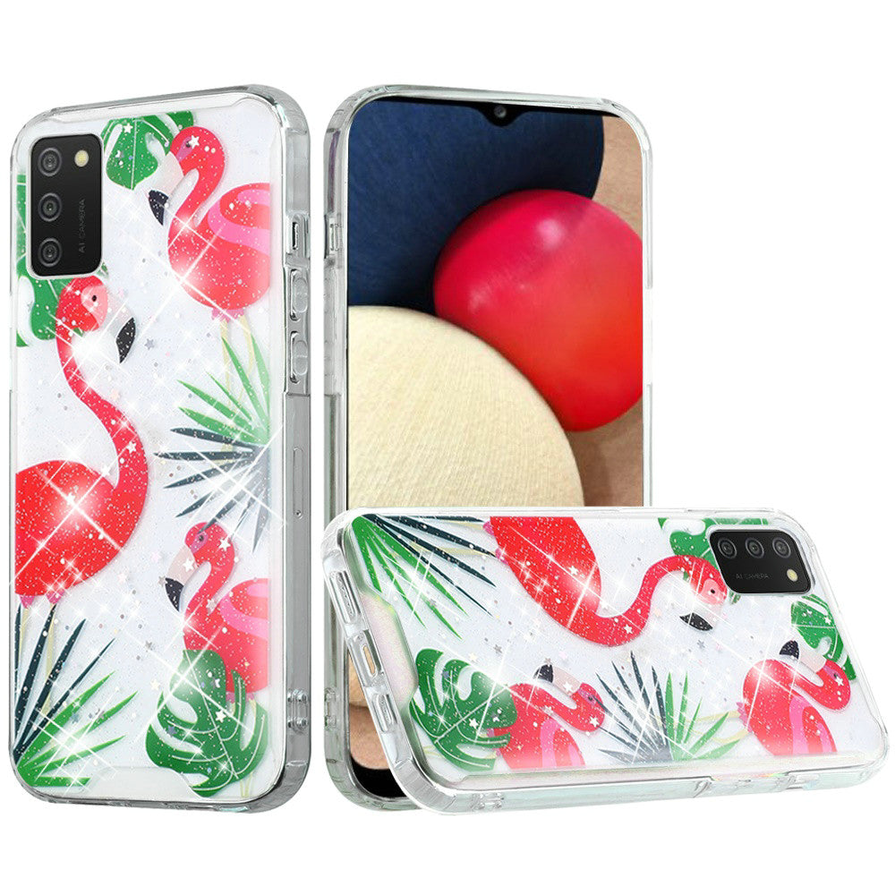 Samsung A02s Vogue Epoxy Glitter Hybrid Case Cover - Flamingo (1100926)