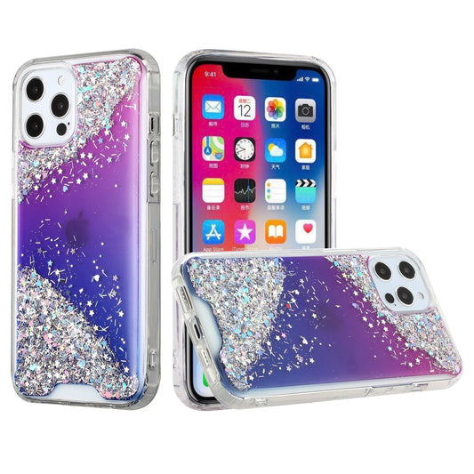 iPhone 12 Pro Max 6.7 Vogue Epoxy Glitter Hybrid Case Cover - Purple Blue Shimmer (110154)