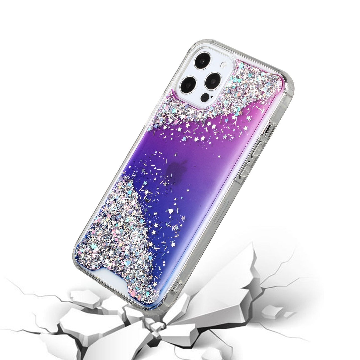iPhone 12 Pro Max 6.7 Vogue Epoxy Glitter Hybrid Case Cover - Purple Blue Shimmer (110154)