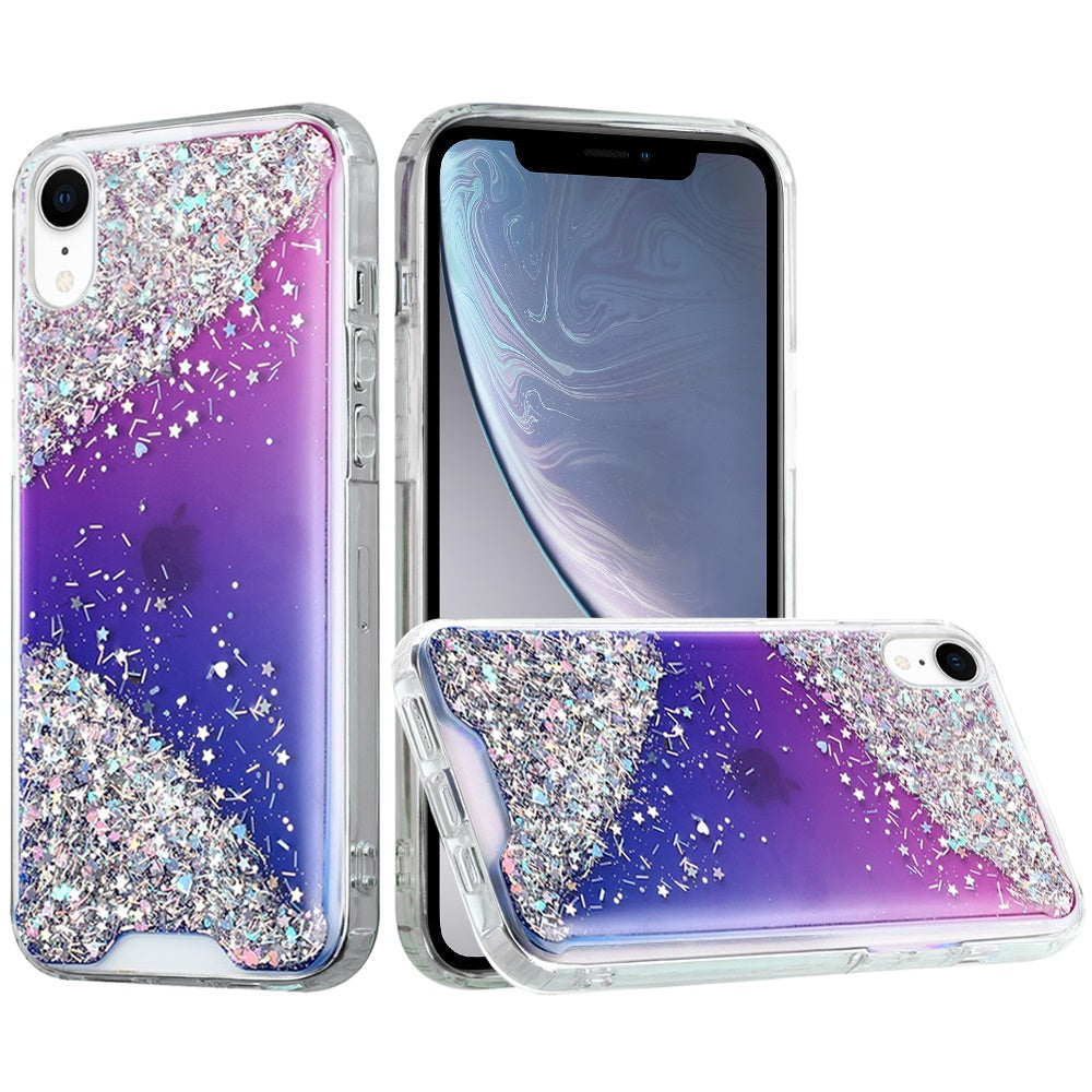 Apple iPhone XR Vogue Epoxy Glitter Hybrid Case Cover - Purple Blue Shimmer (1103024)