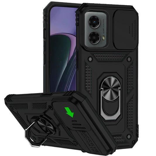 Motorola Moto G Stylus 5G 2024 Well Protective Magentic Ring Stand Camera Protective Cover Case - Black (1106984)