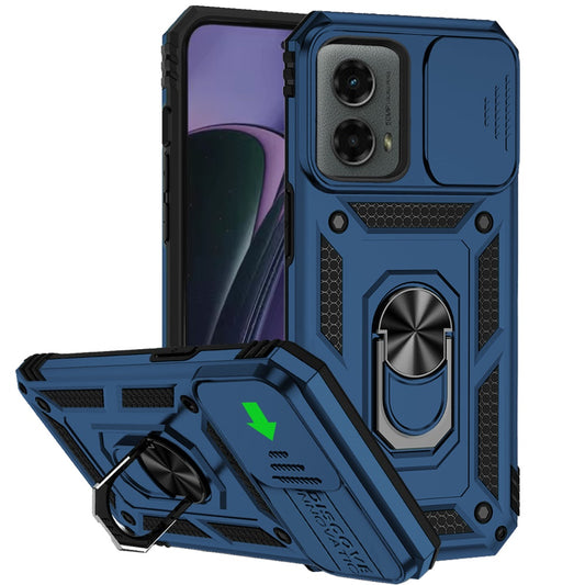 Motorola Moto G Stylus 5G 2024 Well Protective Magentic Ring Stand Camera Protective Cover Case - Blue (1106955)