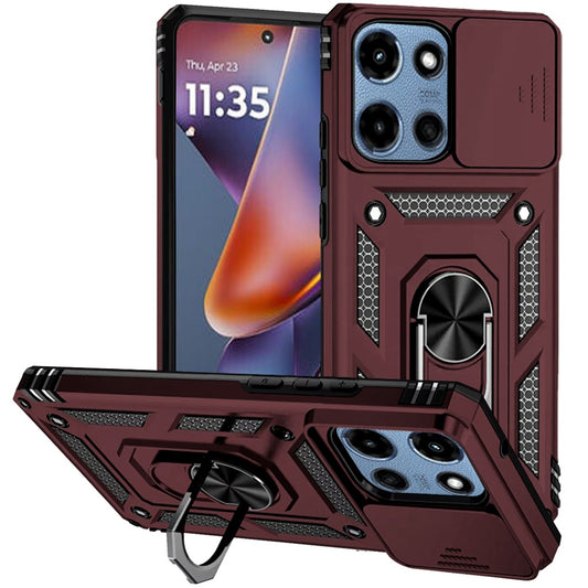 Motorola Moto G 5G 2025 Well Protective Magentic Ring Stand Camera Protective Cover Case - Burgundy ( 1103699) (MSRP $39.99)