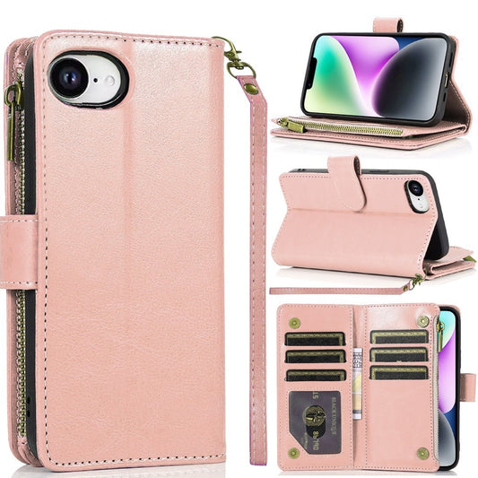 iPhone 17E / 16E / SE4 Luxury Wallet Card ID Zipper Money Holder - Rose Gold ( 1107784) (MSRP $69.99)