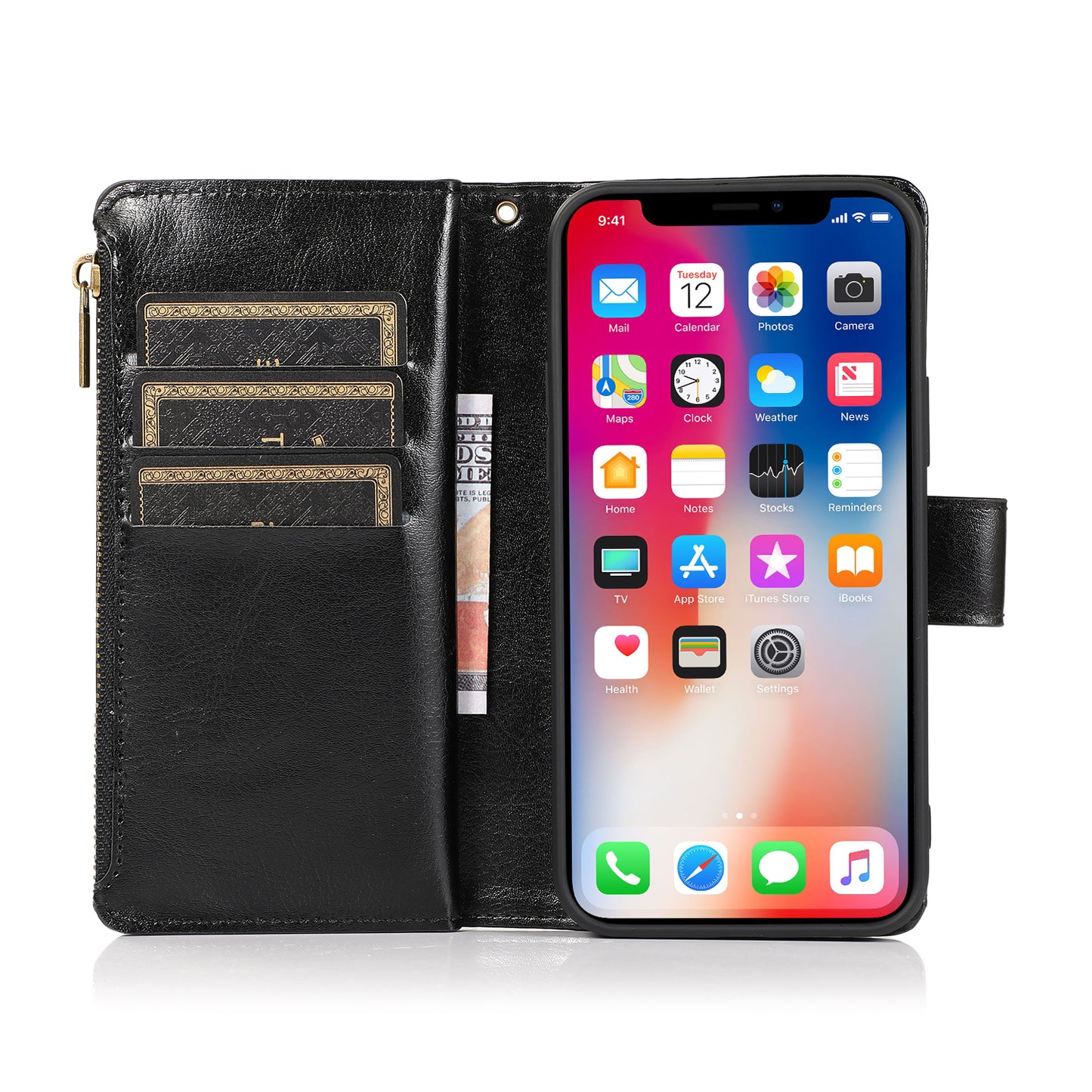 Motorola G Stylus 5G 2023 Luxury Wallet Card ID Zipper Money Holder Case Cover - Black (1105770)