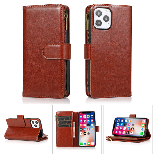 Samsung Galaxy A13 5G Luxury Wallet Card ID Zipper Money Holder Case Cover - Brown (1103287)