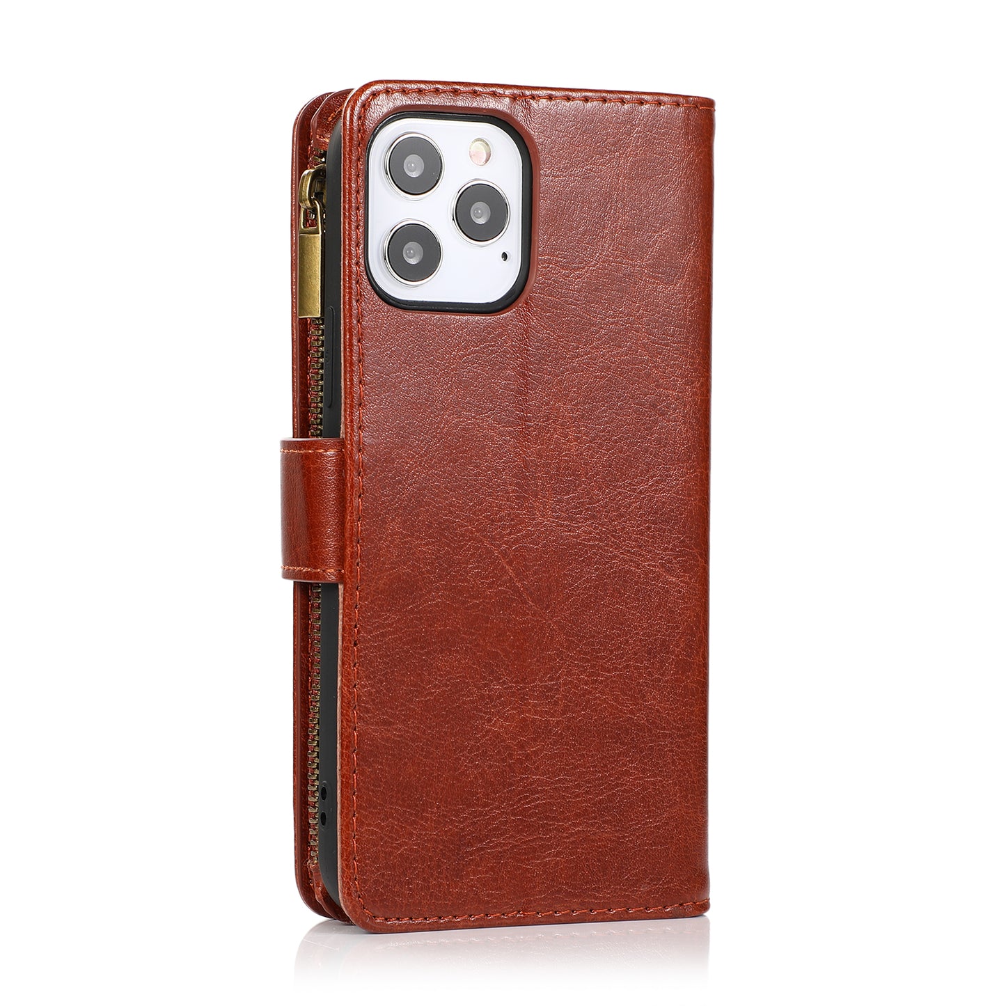 Samsung Galaxy A13 5G Luxury Wallet Card ID Zipper Money Holder Case Cover - Brown (1103287)